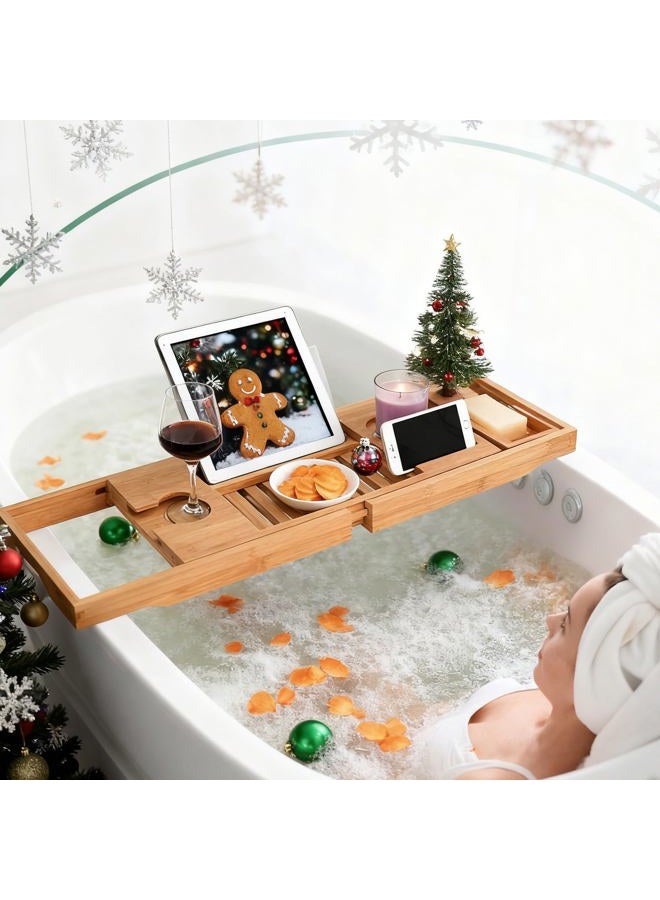 Utoplike Luxury Bamboo Bathtub Caddy and Bathtub Tray with Extending Sides?The Distinctive Design is Closer to Your Life (1 Sliding Tray) - Image 2